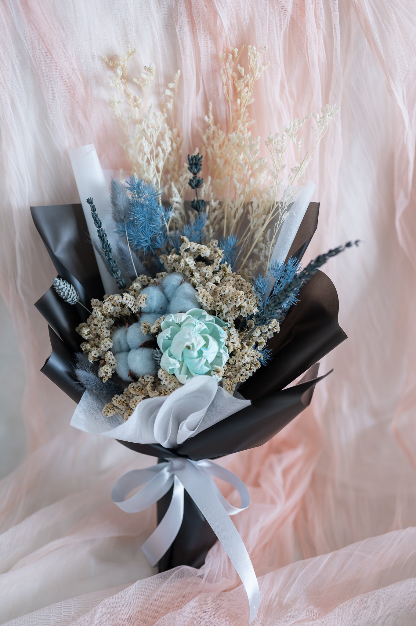 Azure Cotton & Sola Flower Bouquet