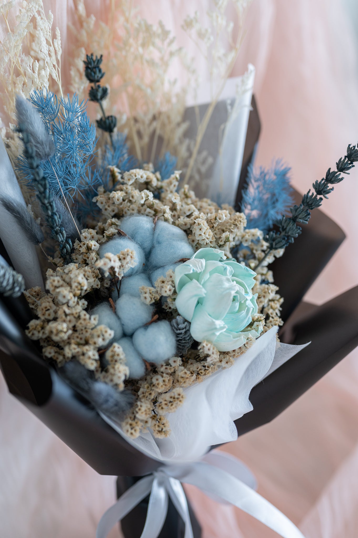 Azure Cotton & Sola Flower Bouquet