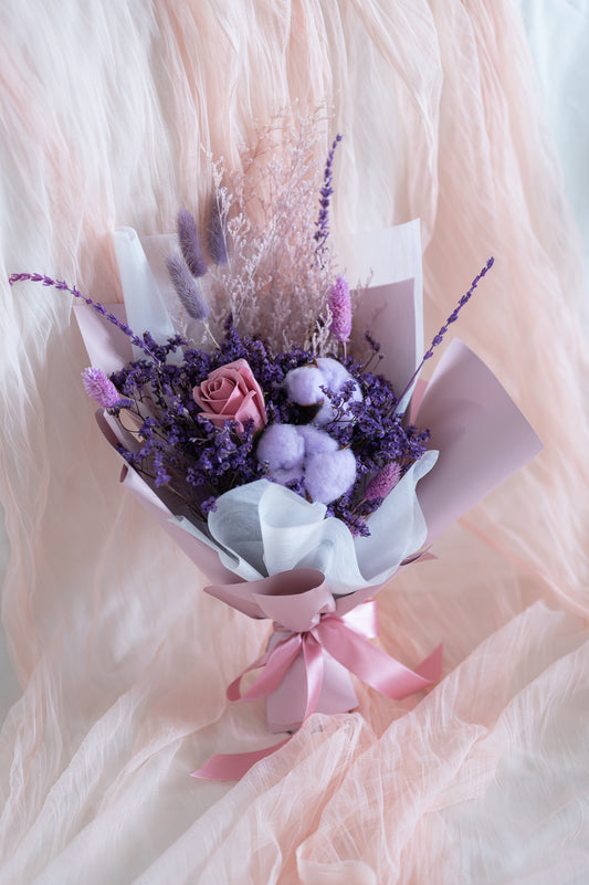 Lavender Cotton & Rose Bouquet