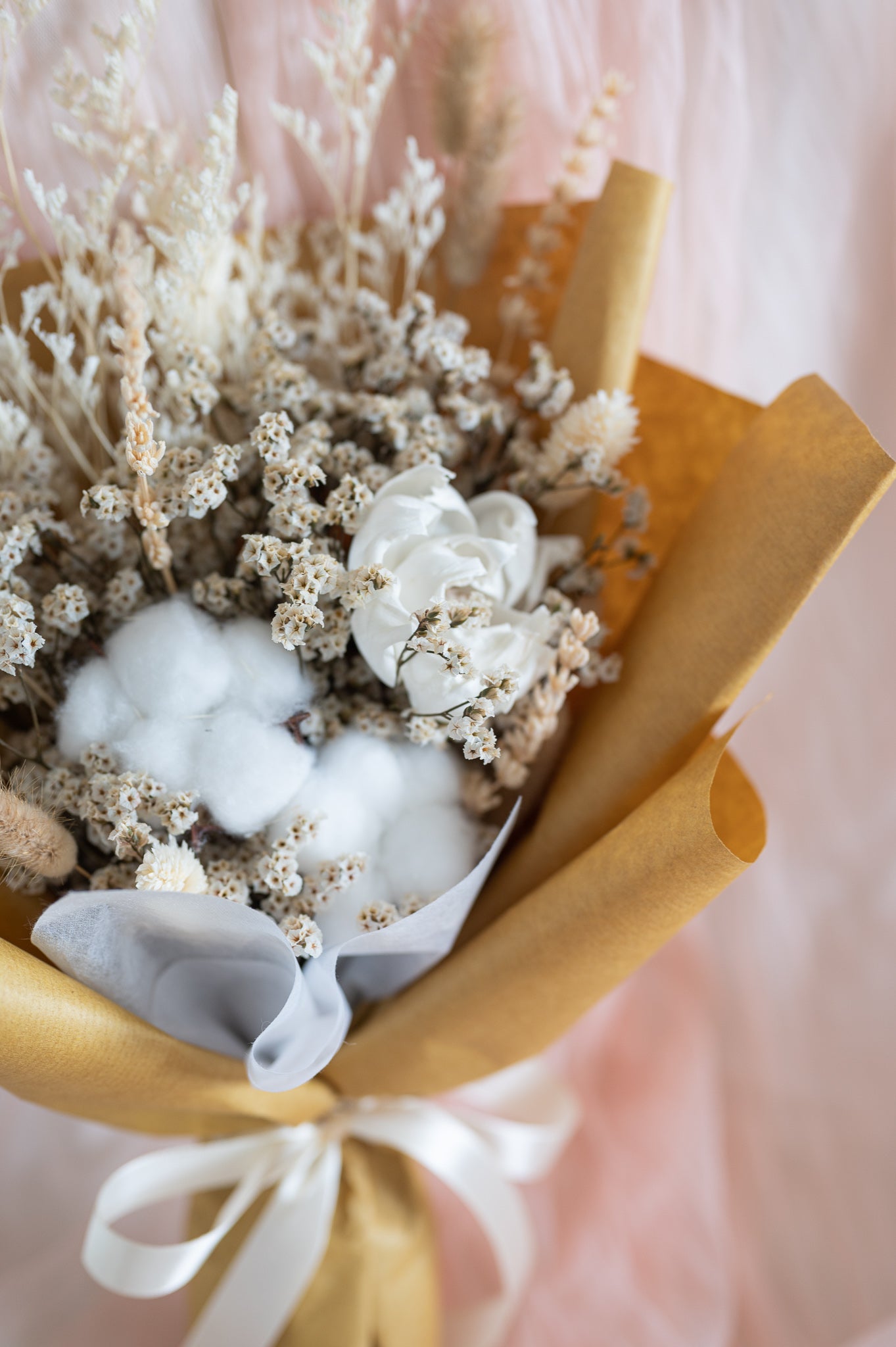 Snow Cotton & Sola Flower Bouquet